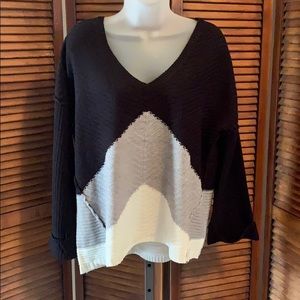 Black white and grey knit sweater